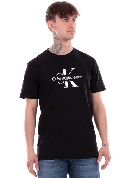 CALVIN KLEIN JEANS - Men's T-shirt with monogram patch - black -  J30J325268BEH