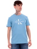 t-shirt calvin klein celeste da uomo disrupted outline j30j325190 