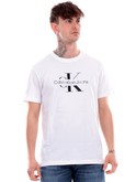 t-shirt calvin klein bianca da uomo disrupted outline j30j325190 