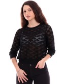 maglia yes zee nera da donna traforata a rombi knitted m437bz000 