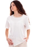 t-shirt liu jo bianco da donna con logo ricamato ta4191js923 