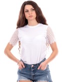 t-shirt only bianca da donna a maniche corte in pizzo 15319435 