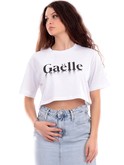 t-shirt gaelle crop bianca da donna con scritta nera gaabw00376 