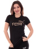 t-shirt puma nera da donna logo animalier 679784 