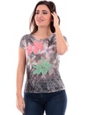 t-shirt yes zee grigia da donna stampa sublimatica t236y1012 