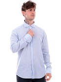 camicia bastoncino celeste a righe da uomo 11121 