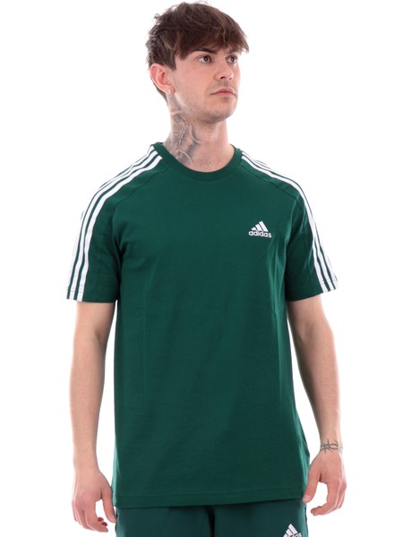 t-shirt-adidas-verde-da-uomo-3stripes-is13