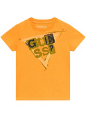 t-shirt guess arancione da bambino maxi stampa n4gi11k8hm4 