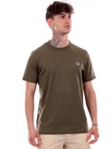 t-shirt fred perry verde militare da uomo logo sul cuore m3519 