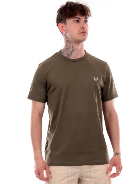 t-shirt-fred-perry-verde-militare-da-uomo-logo-sul-cuore-m3519