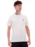 t-shirt fred perry bianca da uomo logo nero crew neck m1600 