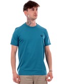 t-shirt fred perry blu da uomo logo sul cuore m3519 