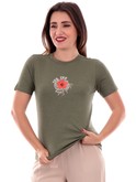 t-shirt yes zee verde da donna con ricamo t254tf000 